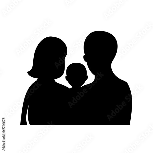 Silhouette of a family representing love and support of parents for child