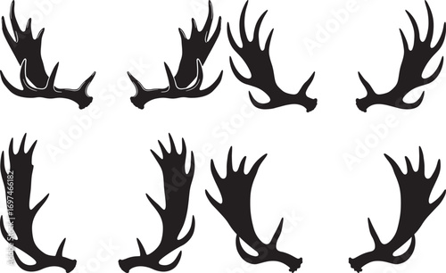 Moose antlers silhouette collection vector art
