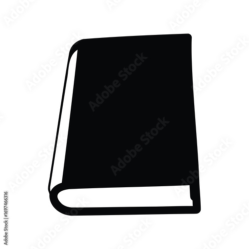 Silhouette of a closed book with a simple cover and white page edges