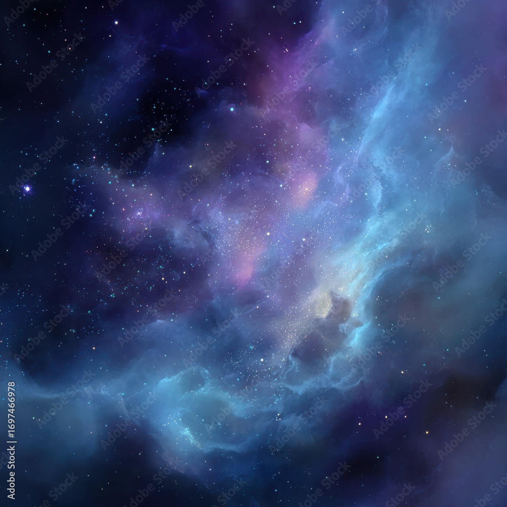 Fototapeta premium Majestic Cosmic Clouds in Vibrant Colors of Purple, Blue, and Pink Capturing the Beauty of the Universe