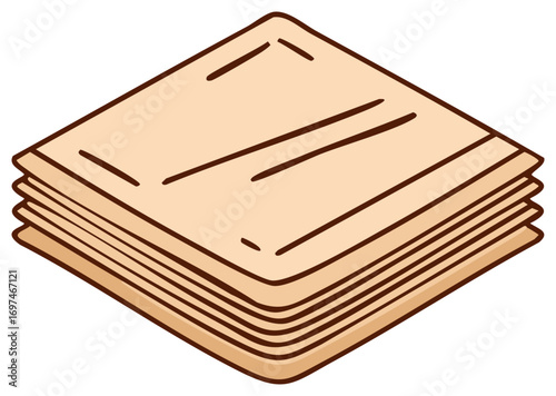 Stack of Crepes Flat Illustration, Many Layers Stacked Food for Breakfast