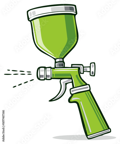 Green Air Paint Sprayer Tool, Vector Illustration, Painting, Automotive, Industrial
