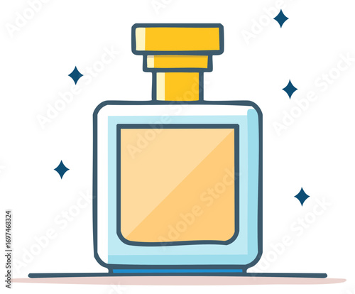 Vector illustration of perfume bottle with stars and elegant design