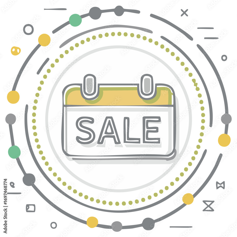 Fototapeta premium Sale announcement with calendar and abstract elements