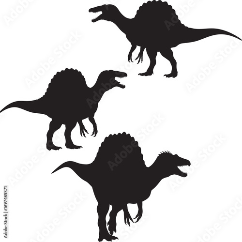 Three Spinosaurus silhouettes vector trending microstock