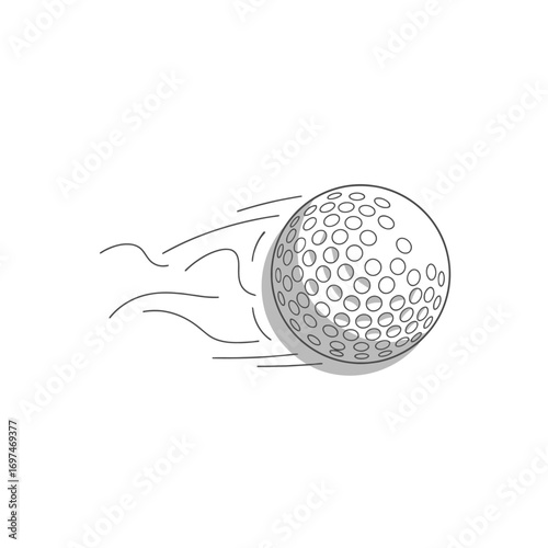 Dynamic golf ball illustration conveying speed and motion, ideal for sports-themed designs, golfing promotions, or representing precision and accuracy in presentations.