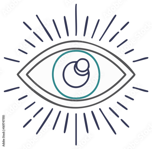 Mystical eye design with radiating lines illustration