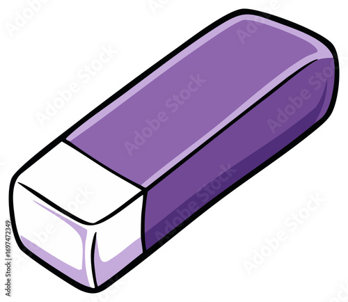 Rectangular Rubber Eraser with White and Purple Sections for Correcting Mistakes