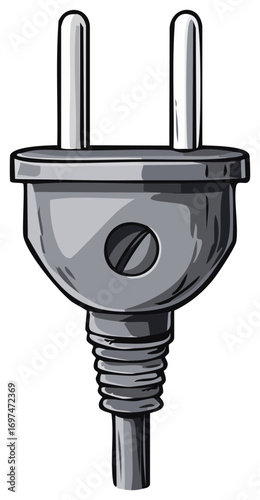 Grey European Electric Plug with Two Pins Power Connection