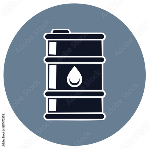 Simple oil barrel icon with a drop symbol signifying fuel or liquid storage