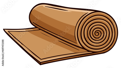 Rolled natural cork material with textured surface and defined edges