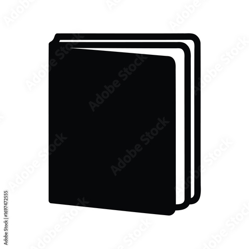 Simple black and white book icon with slightly open pages vector