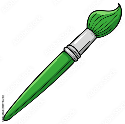 Green artist's paintbrush illustration for painting, drawing, art, and craft projects