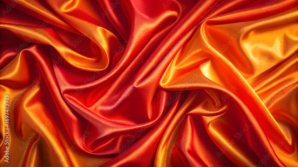 Obraz premium Red and Orange Satin Fabric with Smooth Folds