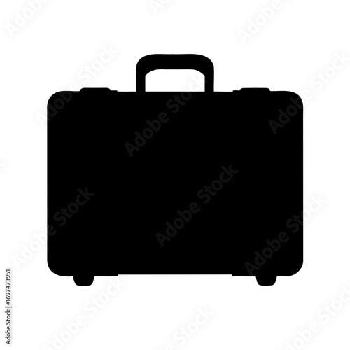 Silhouette of a sleek black briefcase or suitcase for travel needs