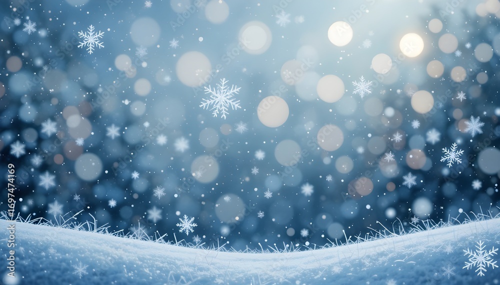 Fototapeta premium Abstract Nature Winter Christmas Background with Snowflakes Illustration