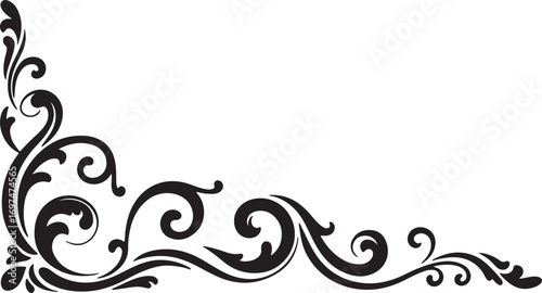 Black and white decorative corner design silhouette