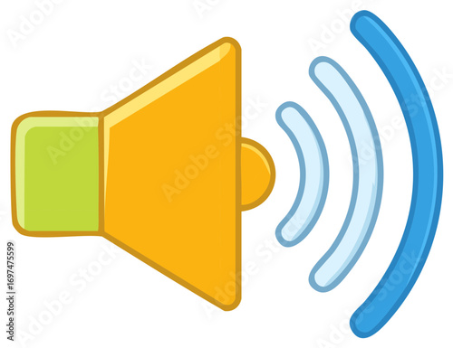 Loudspeaker audio waves symbol emitting sound signal graphic