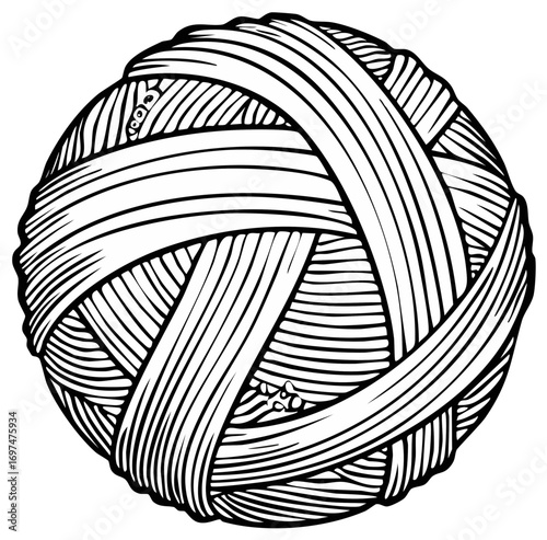 Monochrome Outline of a Takraw Ball, Southeast Asian Sport Equipment for Sepak Takraw Game