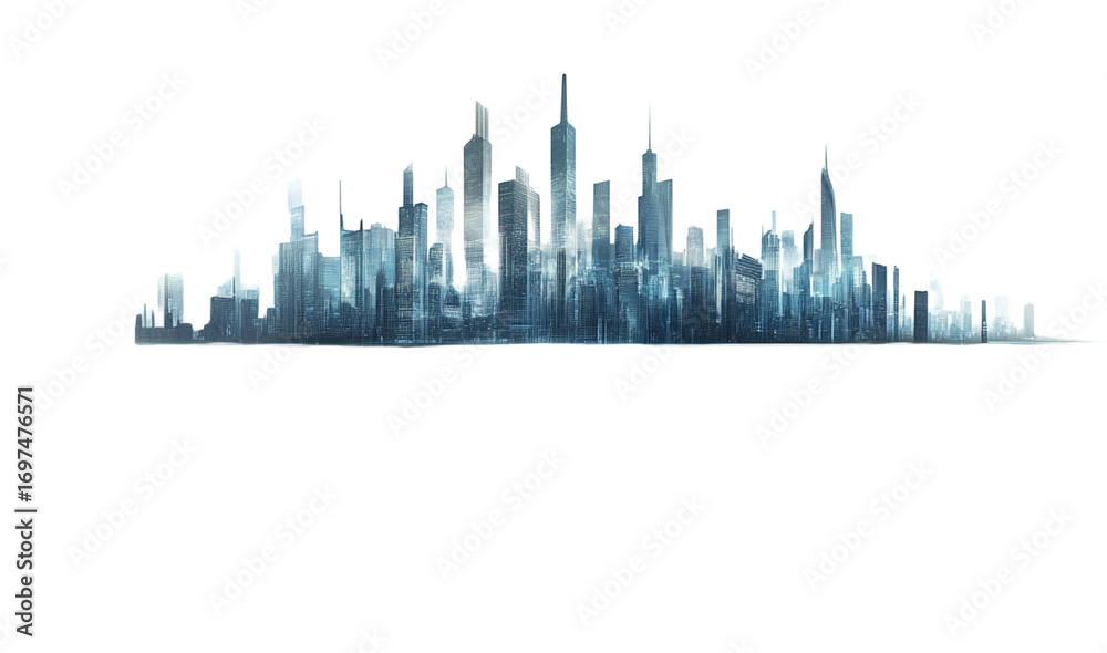 Fototapeta premium Abstract modern city skyline with tall futuristic skyscrapers