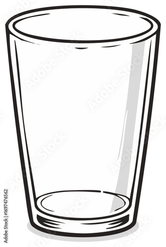 Simple vector illustration of a tall clear glass with thick black outlines