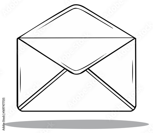Closed Envelope Outlined and Ready for Delivery of Correspondence or News Isolated Illustration