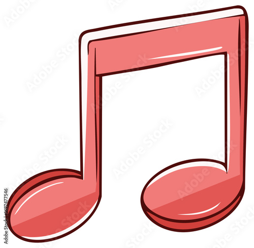Coral colored musical note icon symbolizing melody sound and audio performance
