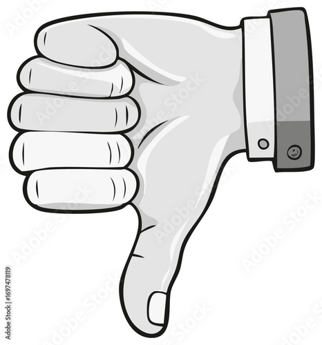 Cartoon Hand Thumbs Down Disapproval Gesture Illustration