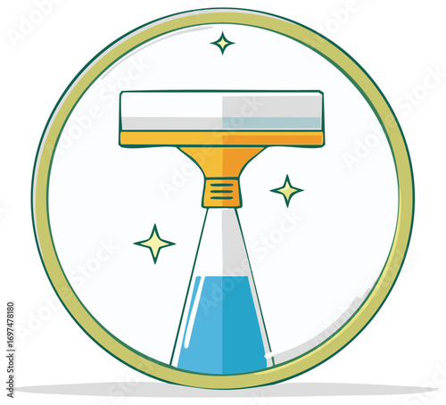 Cleaning Spray and Squeegee Icon in a Circle