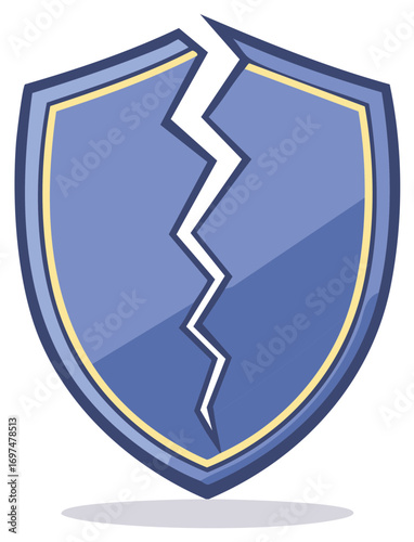 Broken shield emblem symbolizing damaged security or protection