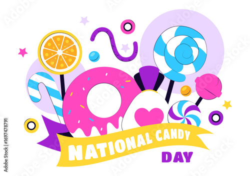 National Candy Day Vector Illustration on November 4, featuring Colorful Candies, Lollipops, and Sweets in a Fun Flat Style Cartoon Background