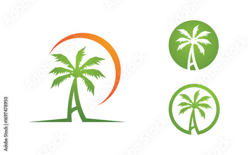Palm tree summer beach holiday icon illustration v1.2