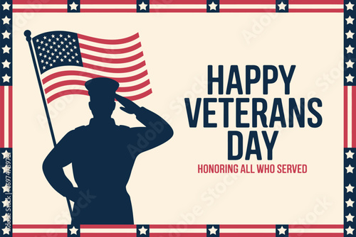 Happy veterans day honoring american military and service men