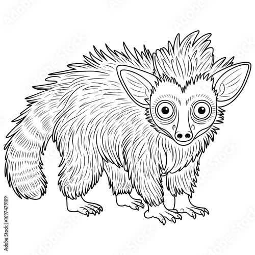 A aye-aye illustration vector style coloring page 