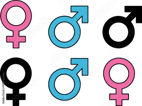 Gender symbols male female signs vector illustration art