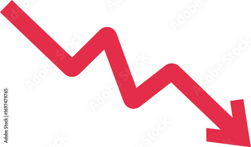 Red arrow graph showing decline loss decrease stock market crash