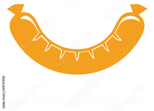 Stylized Sausage Illustration Curved with White Details on Orange Background