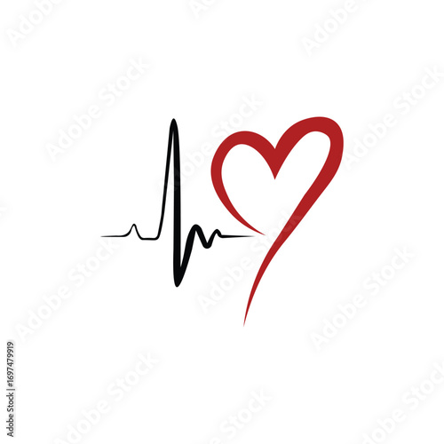World hearth Day Single Icon Vector ECG Line Heart Illustration 5
