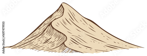 Hand drawn sand dune illustration in a vintage engraved style for a desert landscape