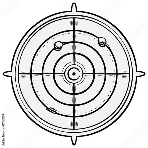 Radar Screen Displaying Targets and Missile Lock Trajectory