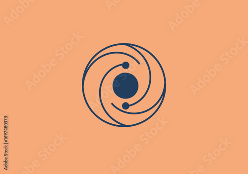 Abstract circular design symbolizing motion and energy with a central focus point against a warm backdrop