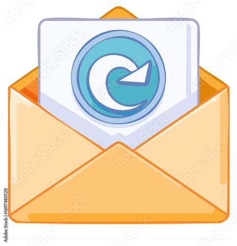 Open Envelope Featuring Refresh Symbol for Email Communication Updates