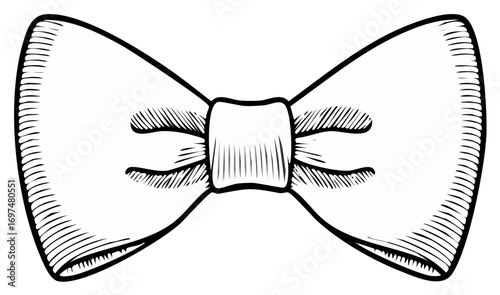 Bow tie illustration, stylized with cross-hatching, for formal wear, elegance and celebrations.