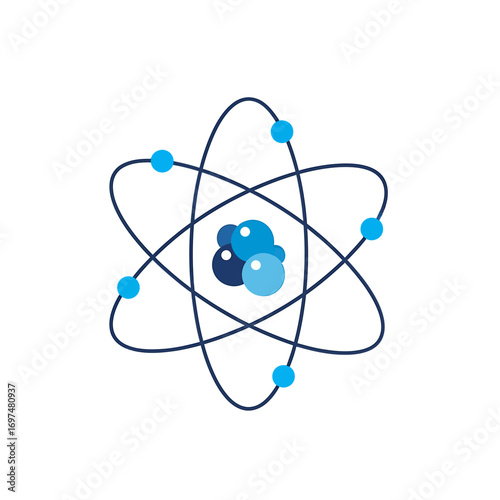 Abstract illustration of an atom with electrons orbiting a nucleus, symbolizing scientific concepts