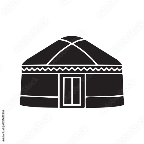 A Silhouette of a Traditional Yurt Structure Nomad Housing Design and Cultural Symbolism