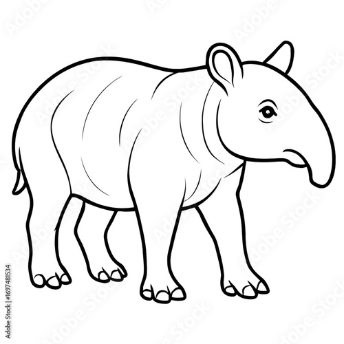 A tapir illustration vector style coloring page