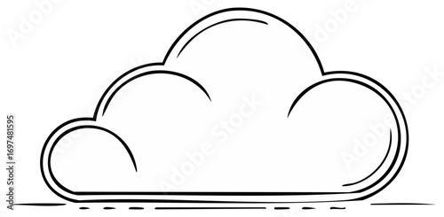 Stylized Cloud Outline Illustration Graphic Shape for Weather Forecasts or Data Storage Solutions