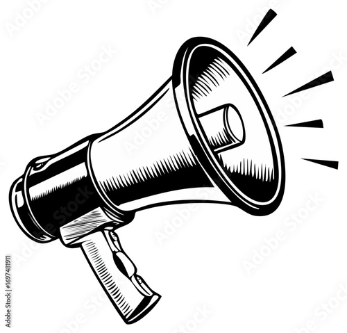 Loudspeaker Hand-Drawn Communication Message Announcement Marketing Shoutout