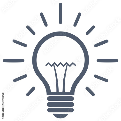 Lightbulb Icon Symbolizing Ideas and Innovations with Shining Rays of Light Creativity