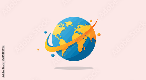 Colorful illustration of Earth with orbiting planets, showcasing a vibrant cosmic scene